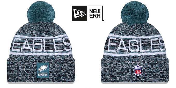 Philadelphia Eagles New Era Knit NFL Grey Rare Authentic Beanie Cuff W Pom Pom Men main image 3