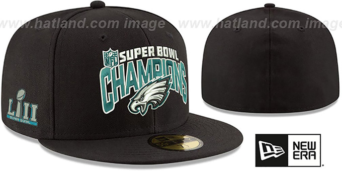 Philadelphia Eagles SUPER BOWL LII CHAMPS Black Fitted Hat