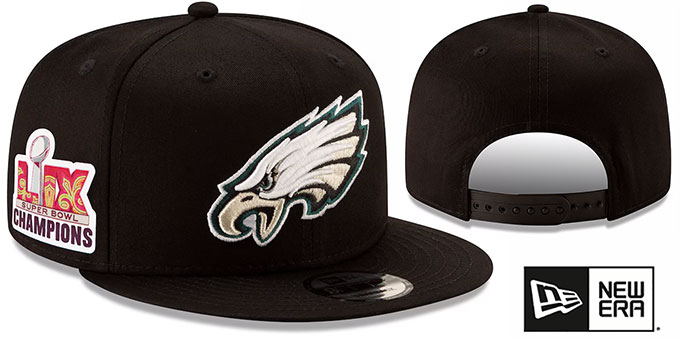 Philadelphia Eagles SUPER BOWL LIX CHAMPIONS Black Snapback Hat