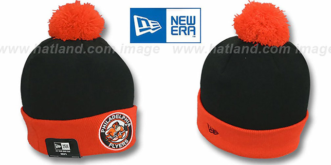 orange and black beanie hat