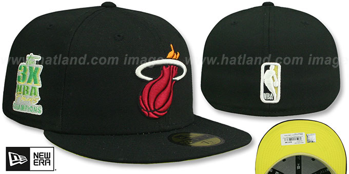 Miami Heat New Era 3x NBA Finals Champions Crown 59FIFTY Fitted Hat - Black