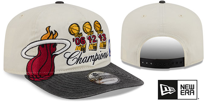 ニューエラ マイアミヒート 3×Champions キャップ Miami Heat TROPHY CHAMPS SNAPBACK Ivory-Black Hat by New Era