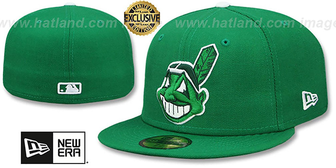 Cleveland Indians CHIEF-WAHOO Green-White Fitted Hat Cleveland Indians CHIEF-WAHOO Green-White Fitted Hat