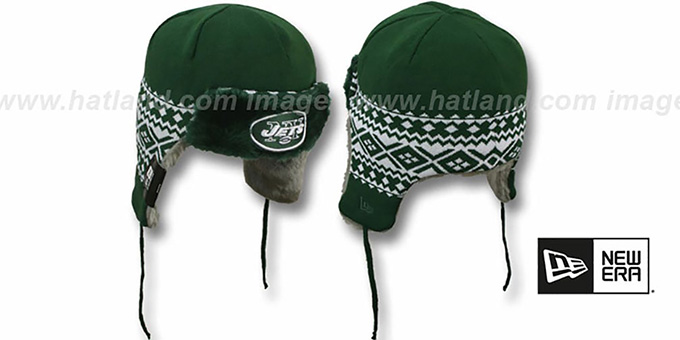 New York Jets TRAPPER Green Knit Hat by New Era