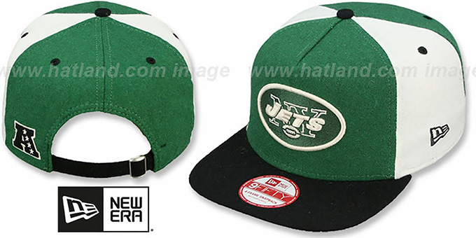 New York Jets TRIPLE MELTON STRAPBACK Green-White-Black Hat