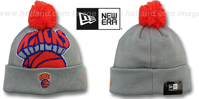 New York Knicks HWC-BIGGIE Grey Knit Beanie Hat by New Era