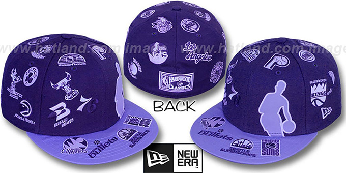 Nba Silhouette All Over Purple Lavender Fitted Hat