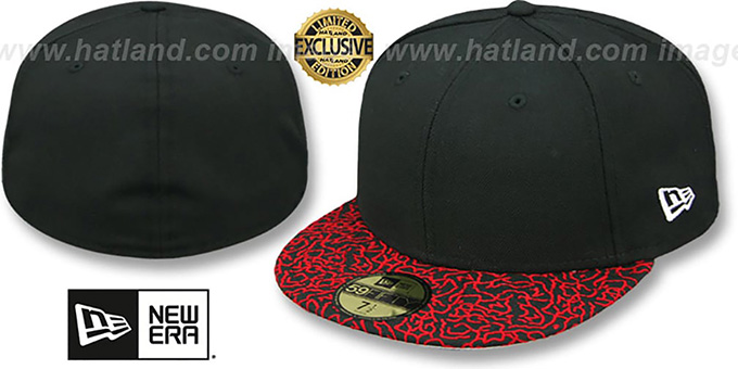 New Era 59fifty Blank Black Red Elephant Fitted Hat