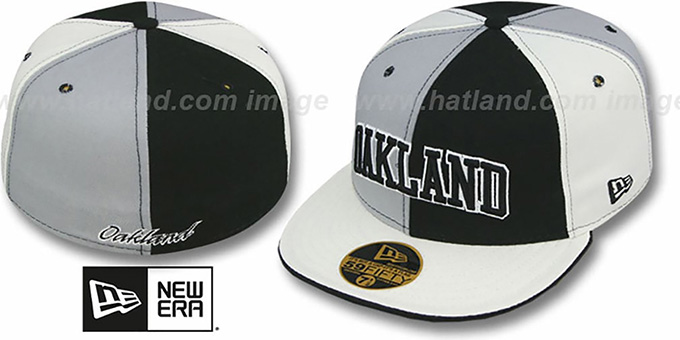 Oakland PINWHEEL-CITY Black-Grey-White Fitted Hat by New Era