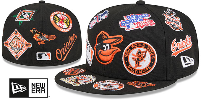 Baltimore Orioles ALL-OVER Black Fitted Hat by New Era