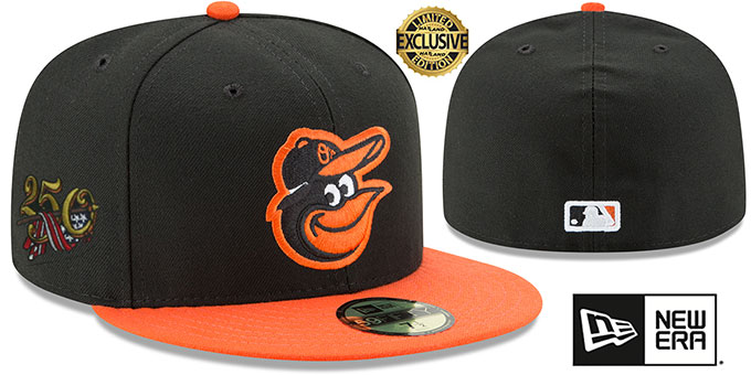 Baltimore Orioles AMERICA 250 SIDE-PATCH Black-Orange Fitted Hat