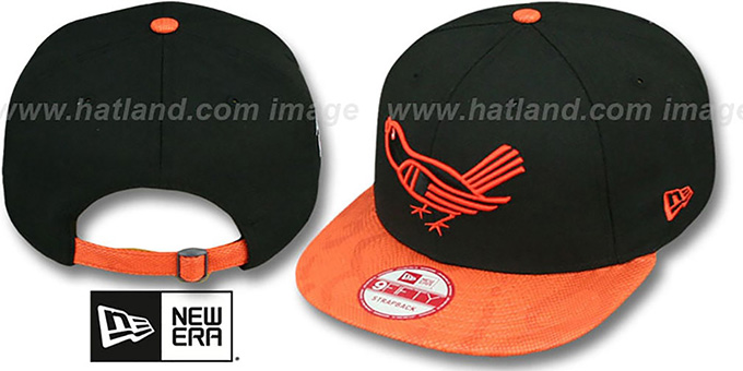 Baltimore Orioles COOP SNAKE-THRU STRAPBACK Black-Orange Adjustab