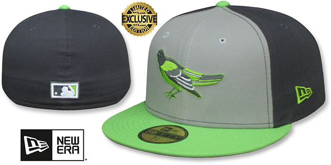 Baltimore Orioles GREY TONE Grey-Charcoal-Lime Fitted Hat