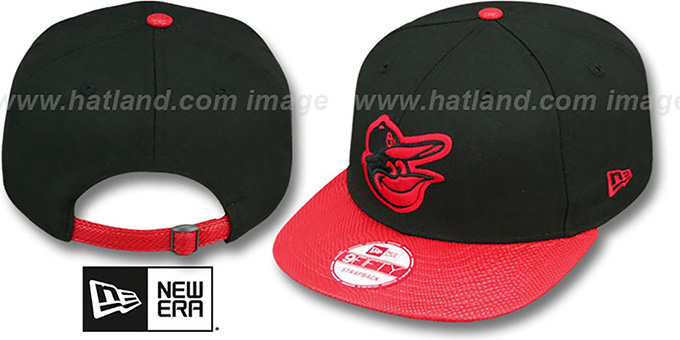 Baltimore Orioles SNAKE-THRU STRAPBACK Black-Red Adjustable Hat