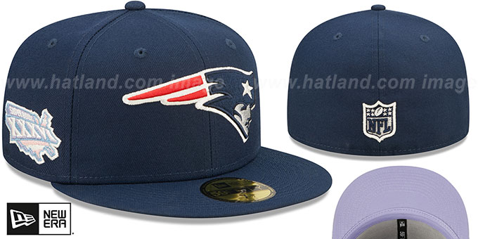 New England Patriots SB XXXVI POP-SWEAT Navy-Lavender Fitted Hat