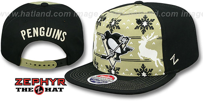 Pittsburgh Penguins UGLY SWEATER SNAPBACK Black-Gold Hat by Zephy