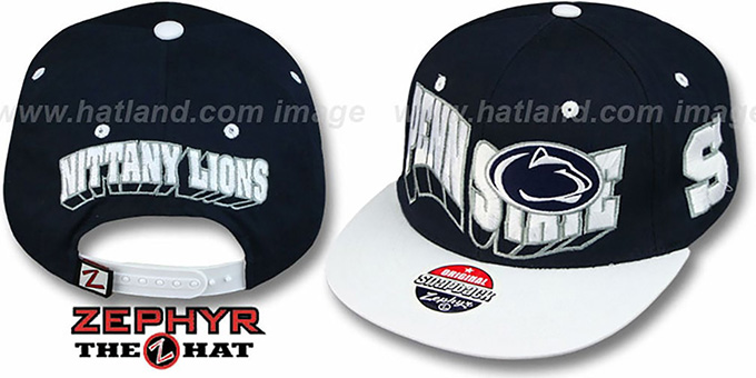 Penn State LACROSSE SUPER-ARCH SNAPBACK Navy-Grey Hats by Zephyr