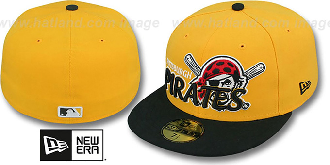 black and yellow fitted hat