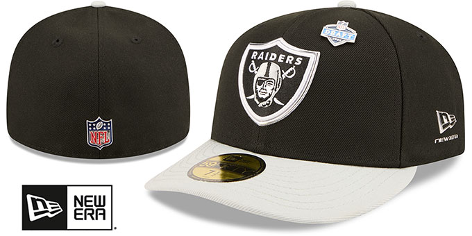 Las Vegas Raiders 2026 PRECURVED NFL DRAFT Black-Grey Fitted Hat