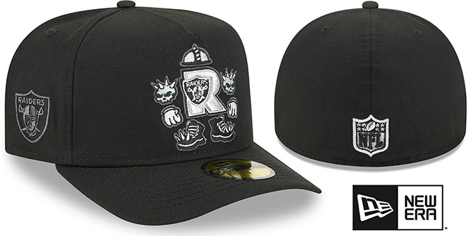 Las Vegas Raiders NFL CARTOON A-FRAME Black Fitted Hat