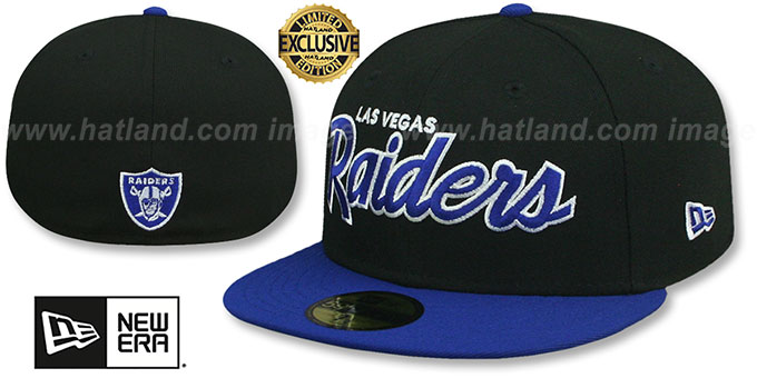 Las Vegas Raiders NFL TEAM-SCRIPT Black-Royal Fitted Hat
