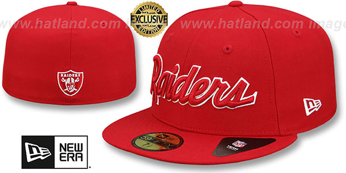 Oakland Raiders NFL TEAM-SCRIPT Red-Red Fitted Hat