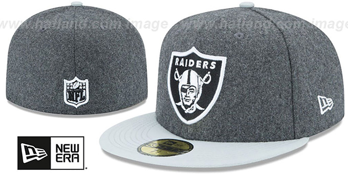 Raiders SHADER MELTON Grey-Grey Fitted Hat by New Era