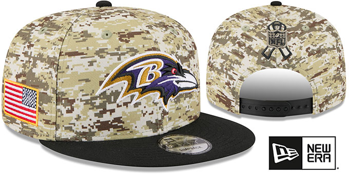 Baltimore Ravens 2025 SALUTE-TO-SERVICE SNAPBACK Desert Storm-Bla