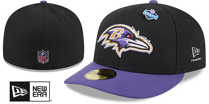 The Ravens 2026 FES twotone CAP キャップ Baltimore Ravens 2026 PRECURVED NFL DRAFT Black-Purple Fitted Hat