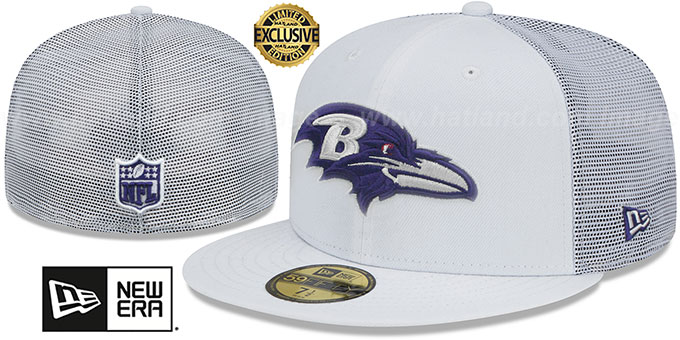 The Ravens CAP（Sand×Blue） Baltimore Ravens TEAM-BASIC TRUCKER White Fitted Hat