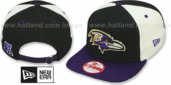 Baltimore Ravens TRIPLE MELTON STRAPBACK Black-White-Purple Hat