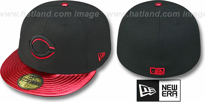 Cincinnati Reds VIZATION Black-Red Fitted Hat by New Era
