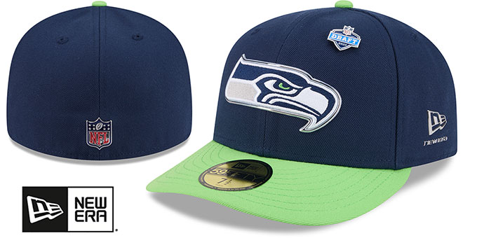 Seattle Seahawks 2026 PRECURVED NFL DRAFT Navy-Lime Fitted Hat