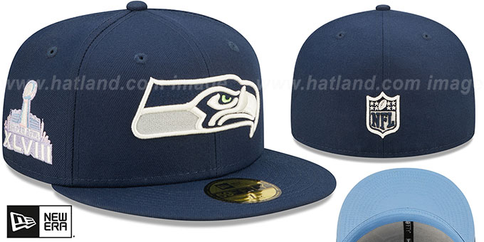 Seattle Seahawks SB XLVIII POP-SWEAT Navy-Sky Fitted Hat