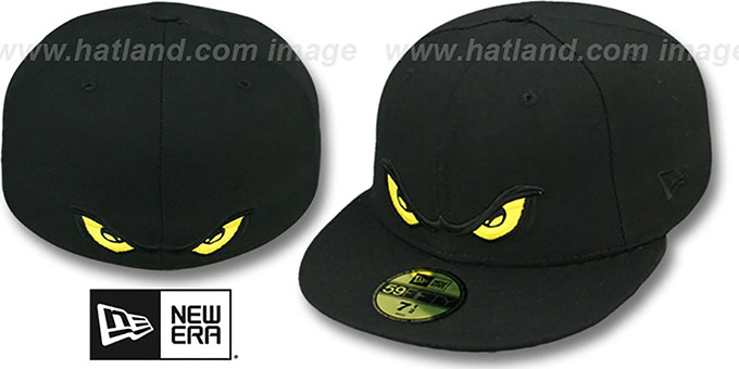 black and yellow fitted hat