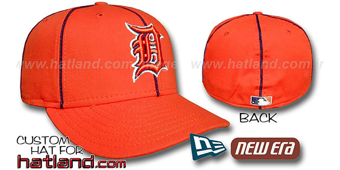 Detroit Tigers PIPING Fitted Hat by New Era - orange-navy