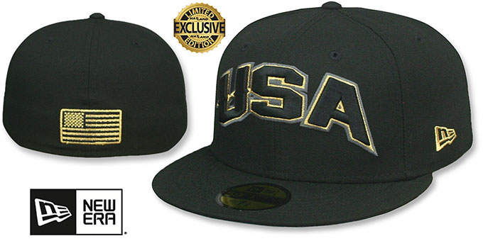 American United States USA ARCH Black Fitted Hat by New Era