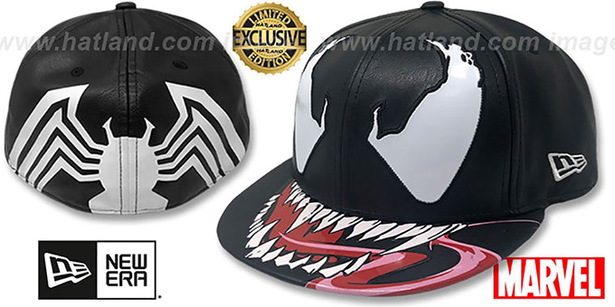 New Era 39Thirty Venom Logo Fitted Hat - Officially Licensed Marvel Flex Fit Cap