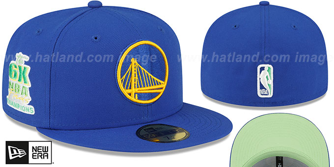 Golden State Warriors 6X NBA CHAMPS CITRUS POP Royal-Green Fitted