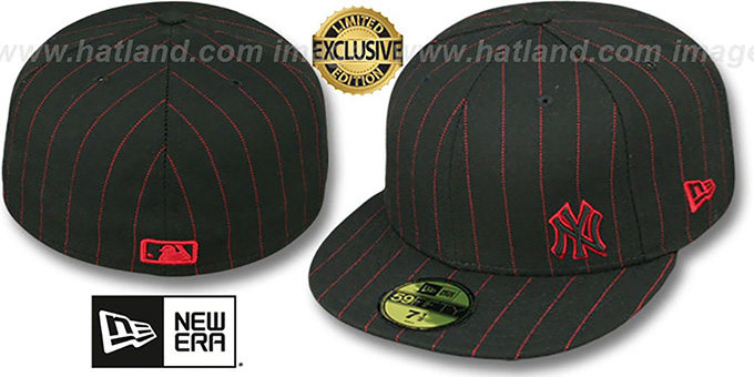 Yankees FLAWLESS PINSTRIPE Black-Red Fitted Hat by New Era