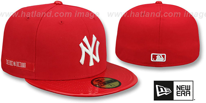 New York Yankees Retro Hook Red White Fitted Hat By New Era