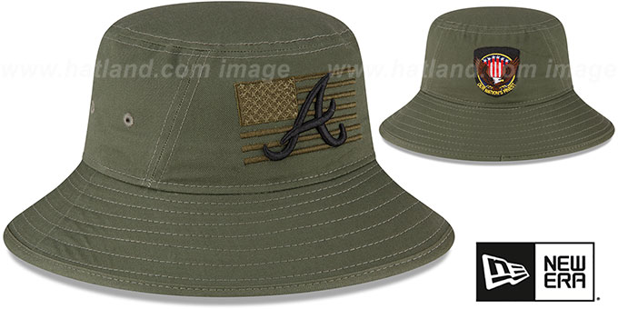 Atlanta Braves 2023 ARMED FORCES STARS N STRIPES BUCKET Hat