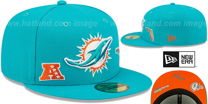 Miami Dolphins TRIPLE THREAT IDENTITY Aqua Fitted Hat
