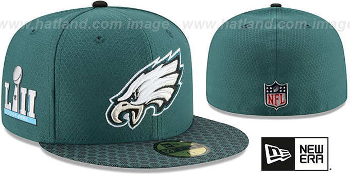 PHILADELPHIA EAGLES NEW ERA 59FIFTY SUPER BOWL LVII GREEN FITTED HAT SIZE 7  3/8