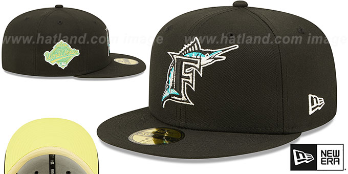 Miami Florida Marlins 1997 WS CITRUS POP Black-Yellow Fitted Hat