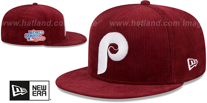 Philadelphia Phillies OLD SCHOOL CORDUROY SIDE-PATCH Burgundy Fit