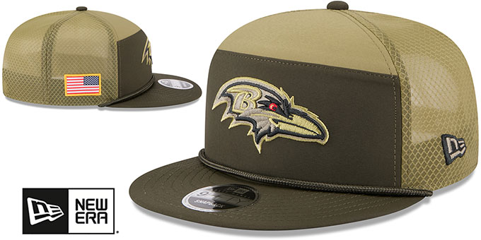 The Ravens Snapback Cap Dark Green キャップ Baltimore Ravens 2025 SALUTE-TO-SERVICE SNAPBACK Dark Green-Olive