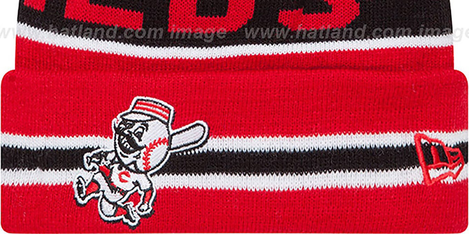 Cincinnati Reds THE-COACH Red Knit Beanie Hat by New Era display picture 1