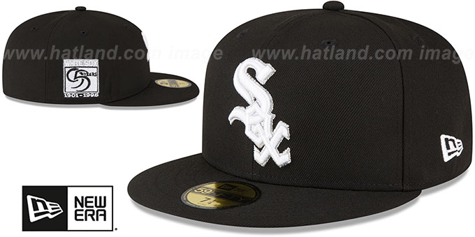 Chicago White Sox METALLIC LOGO SIDE-PATCH Black Fitted Hat