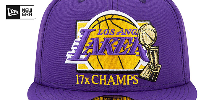 Los Angeles Lakers 17X MULTI CHAMPS Purple Fitted Hat